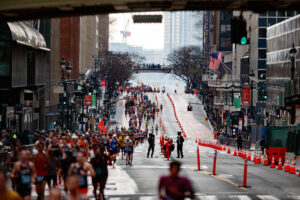 March 17, 2024: The 2024 United Airlines NYC Half Marathon is held in New York City. The course along 42nd Street. (Photo by Ben Ko for New York Road Runners.)