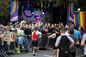 01.10.23 - Principality Building Society Cardiff Half Marathon 2023 - Roath Park and Lake - Rainbow Roundabout stage
