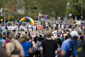 01.10.23 - Principality Building Society Cardiff Half Marathon 2023 - Roath Park and Lake - Rainbow Roundabout
