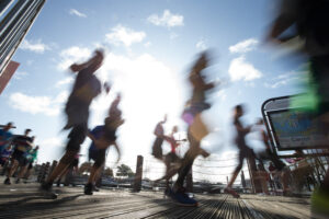 06.10.19 - Cardiff Half Marathon 2019 - Runners make their way through Cardiff Bay, Roald Dahl Plas and past the Wales Millennium Centre at the halfway point of the race